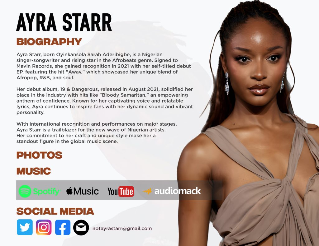 Ayra Starr EPK example